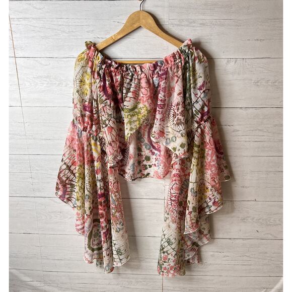 Live 4 Truth Blouse Womens SZ Small Bohemian Colorful Floral Long Flowy Sleeves - Picture 9 of 14